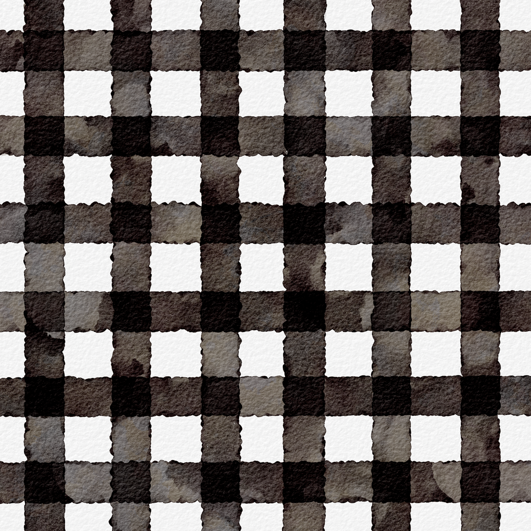 Black and White Plaid Watercolor